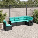 vidaXL Salon de jardin 6 Pièces avec coussins noir résine tressée