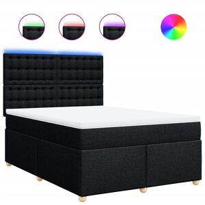vidaXL Sommier à lattes de lit avec matelas Noir 140x190 cm Tissu
