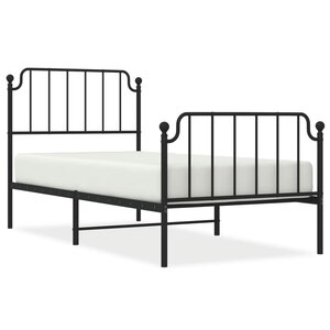 vidaXL Cadre de lit métal sans matelas avec pied de lit noir 90x200 cm