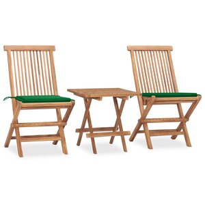 vidaXL Ensemble à manger d'extérieur pliable avec coussin 3 Pièces Teck