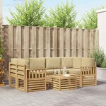 vidaXL Ensemble de canapés d'extérieur 7 Pièces Blanc et Beige Polyester