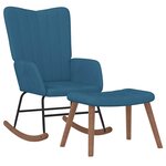 vidaXL Chaise à bascule avec repose-pied Bleu Velours