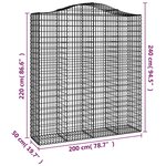 vidaXL Paniers à gabions arqués 14 Pièces 200x50x220/240 cm Fer galvanisé