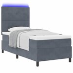 vidaXL Lit à ressort LED avec matelas Gris foncé 80 x 200 cm tissu