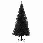vidaXL Sapin de Noël artificiel avec support noir 180 cm PVC