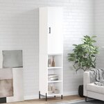 vidaXL Buffet haut Blanc brillant 34 5x34x180 cm Bois d'ingénierie