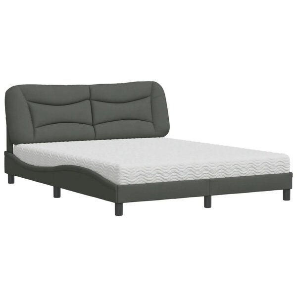 vidaXL Lit avec matelas Hvar gris foncé 160x200 cm tissu