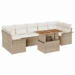 vidaXL Ensemble de canapé de jardin 8 Pièces Beige Poly rotin