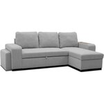Canapé d'angle convertible réversible VALDO 3-4 places - Souris - Tablette avec USB - Coffre + Pouf - 247 x 143 x 86 cm