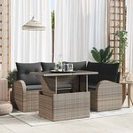 vidaXL Ensemble de canapé de jardin avec coussin 5 Pièces Gris Poly rotin