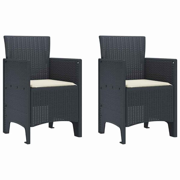 vidaXL Chaise de jardin 2 Pièces Anthracite 53 x 49 x 85 cm PP