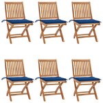 vidaXL Chaises pliables de jardin avec coussins lot de 6 Bois de teck