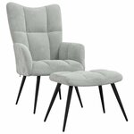 vidaXL Chaise de relaxation avec tabouret Gris clair Velours