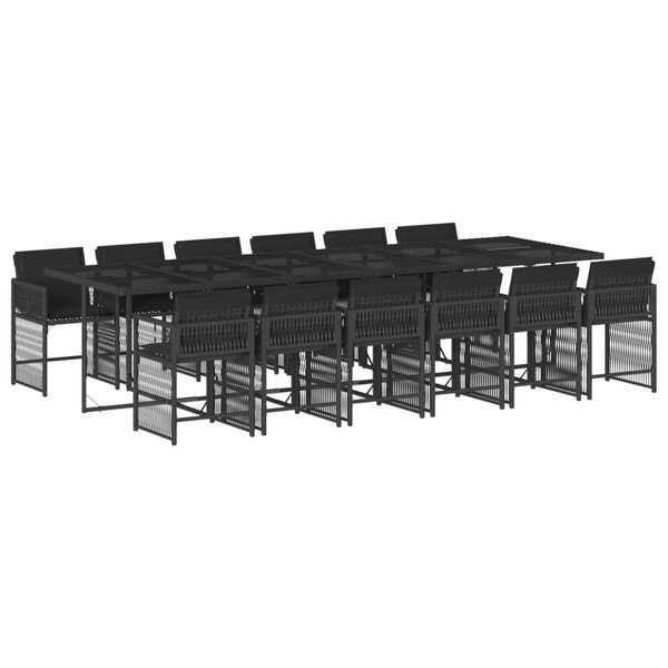 vidaXL Ensemble à manger de jardin 13 Pièces coussins noir résine tressée