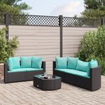 vidaXL Salon de jardin 6 Pièces avec coussins noir résine tressée