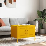 vidaXL Table basse jaune moutarde 68x50x50 5 cm acier laminé à froid