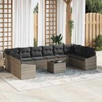 vidaXL Ensemble de canapé de jardin 11 Pièces Gris Poly rotin
