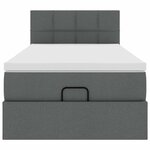 vidaXL Lit ottoman avec matelas gris foncé 90x200 cm tissu