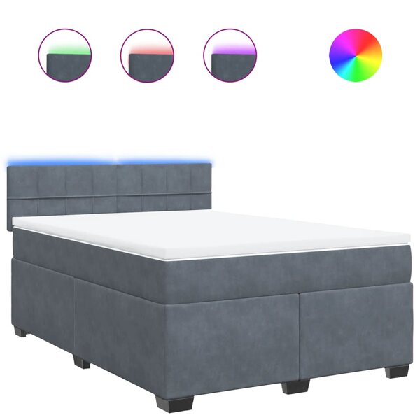 vidaXL Sommier à lattes de lit et matelas Gris foncé 140x200cm Velours