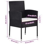 vidaXL Chaises de jardin coussins blanc crème 4Pièces noir résine tressée