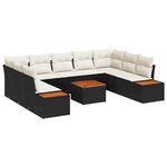 vidaXL Ensemble de canapé de jardin avec coussin 6 Pièces Noir et crème