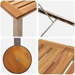 vidaXL Transat avec roues  207 x 58 x 35 cm  en bois d'acacia massif et acier inoxydable.