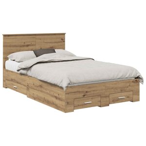 vidaXL Cadre de lit Chêne artisanal 120 x 190 cm Bois d'ingénierie