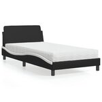 vidaXL Lit avec matelas noir et blanc 100x200 cm similicuir