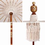 vidaXL Parasol Crème (185-195) x 250 cm Coton et bois massif
