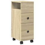vidaXL Meuble étroit de salle de bain à roulettes chêne sonoma