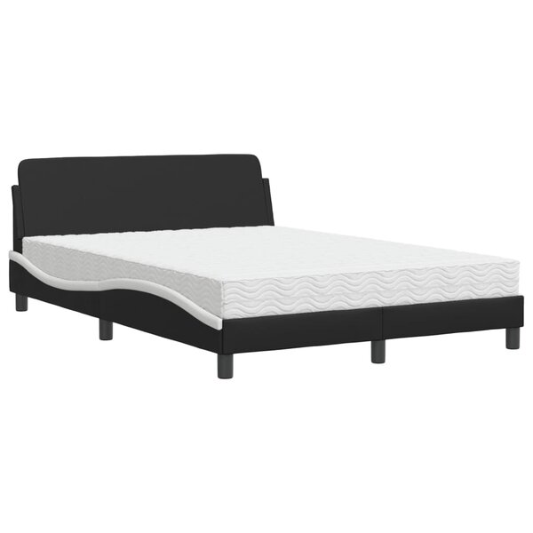 vidaXL Lit avec matelas noir et blanc 140x190 cm similicuir
