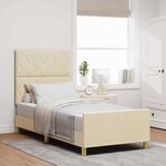 vidaXL Cadre de lit avec tête de lit Crème 100 x 200 cm tissu