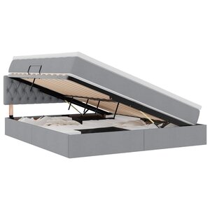 vidaXL Lit de rangement LED avec matelas Gris clair 160 x 200 cm Tissu