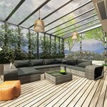vidaXL Salon de jardin 10 Pièces avec coussins Résine tressée Gris