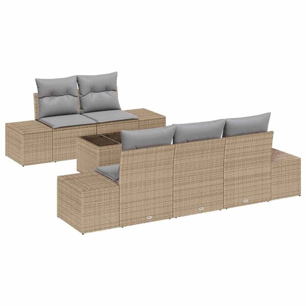 vidaXL Ensemble de canapé de jardin avec coussin 6 Pièces Beige et gris