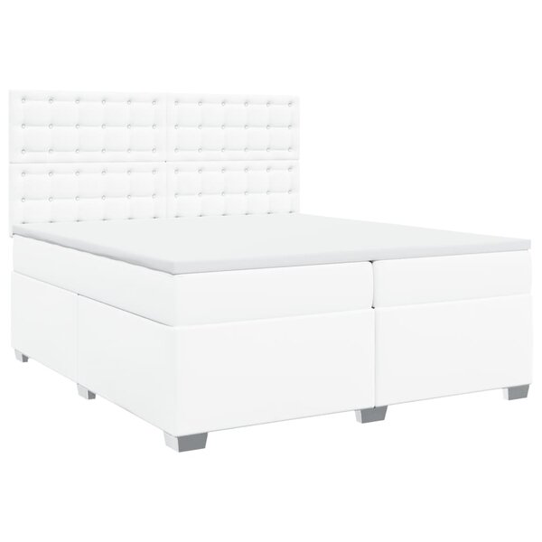 vidaXL Sommier à lattes de lit avec matelas Blanc 200x200cm Similicuir