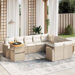 vidaXL Salon de jardin avec coussins 10 Pièces beige résine tressée