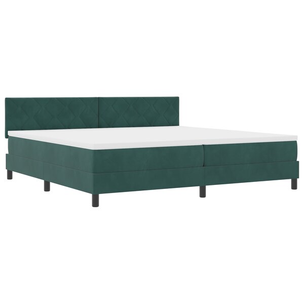 Lit box spring vidaXL avec matelas vert foncé 200x200 cm velours