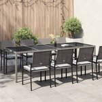 vidaXL Table de jardin gris 250x100x75 cm Verre trempé et poly rotin