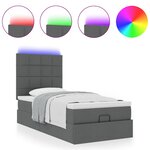 vidaXL Lit ottoman avec matelas et LED Gris foncé 80x200cm tissu