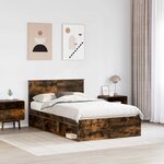vidaXL Cadre de lit Chêne fumé 135 x 190 cm Bois d'ingénierie