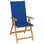 vidaXL Chaise de jardin avec coussins bleu royal Bois de teck massif