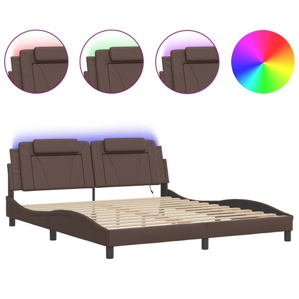 vidaXL Cadre de lit Viana avec LED sans matelas gris 180x200 cm