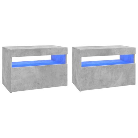 vidaXL Meubles TV avec lumières LED 2 Pièces gris béton 60x35x40 cm