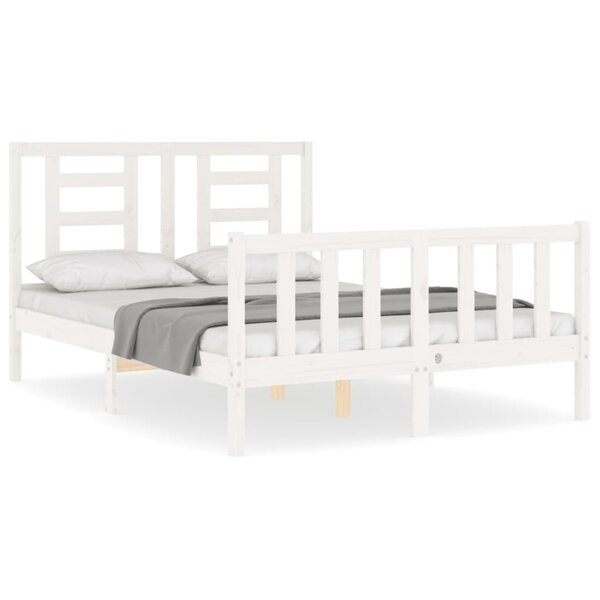vidaXL Cadre de lit sans matelas blanc 140x190 cm bois de pin massif