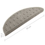 vidaXL Tapis de marches d'escalier 15 Pièces Gris 56x17x3 cm