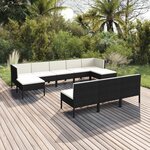 vidaXL Salon de jardin 10 Pièces avec coussins Résine tressée Noir