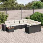 vidaXL Salon de jardin 10 Pièces avec coussins noir résine tressée