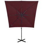 vidaXL Parasol déporté avec mât et lumières LED Rouge bordeaux 250 cm