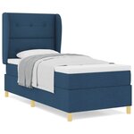 vidaXL Lit à ressorts avec matelas gris foncé 90x190 cm Bleu